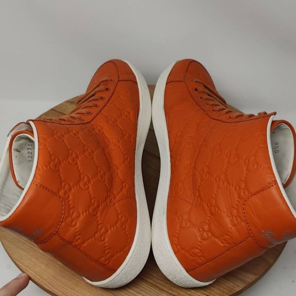 Gucci Orange Embossed High-Top Sneakers - Picture 10 of 12